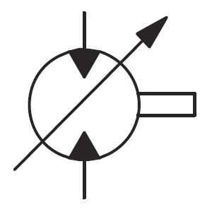 Bidirectional variable displacement hydraulic motor symbol